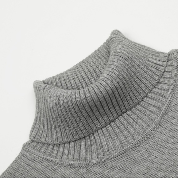 Ami Gray Turtleneck Sweater with Black Heart Logo - Picture 6 of 7